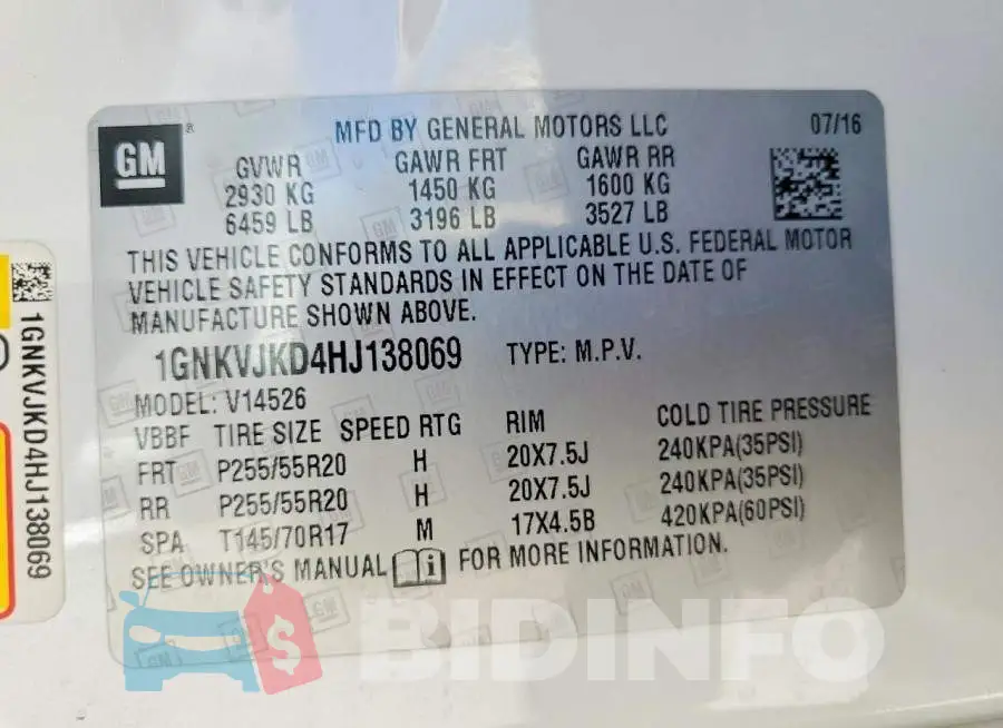 1GNKVJKD4HJ138069 Photo# 13