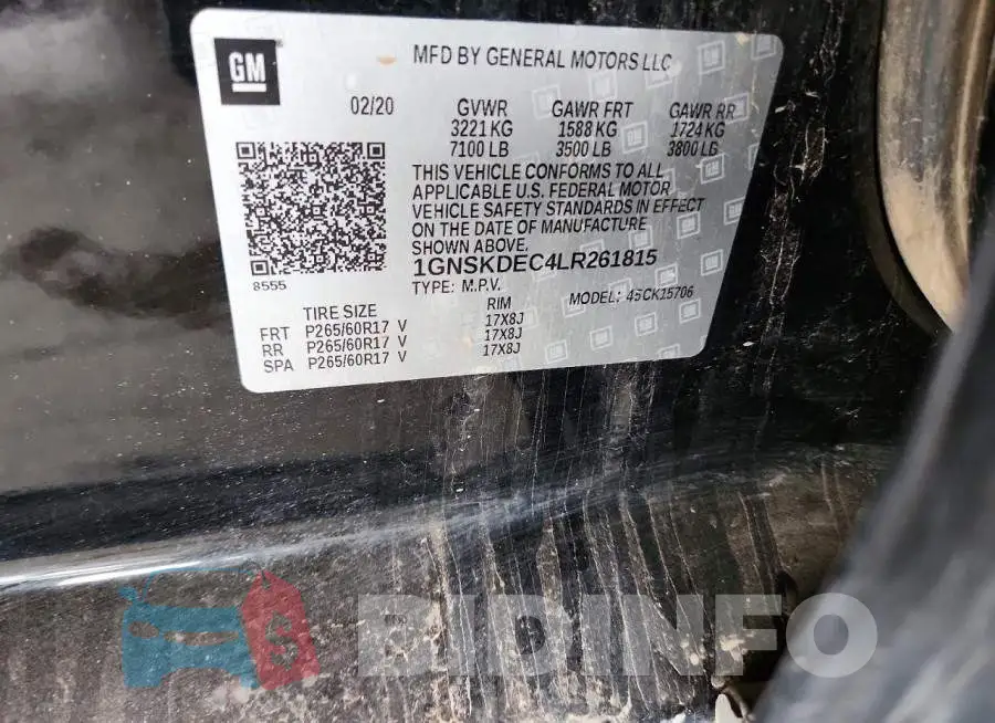 1GNSKDEC4LR261815 Photo# 13