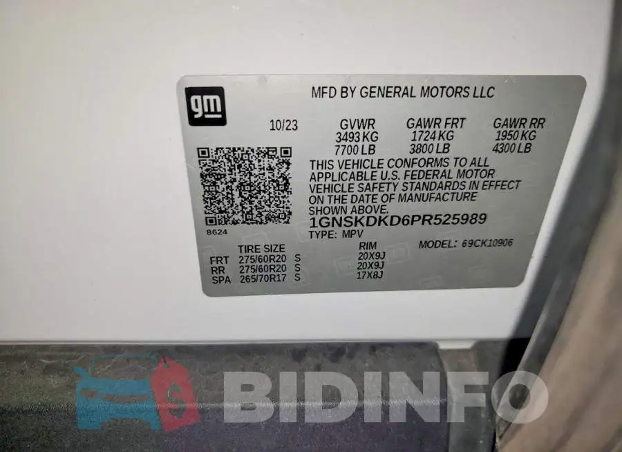 1GNSKDKD6PR525989 Photo# 14