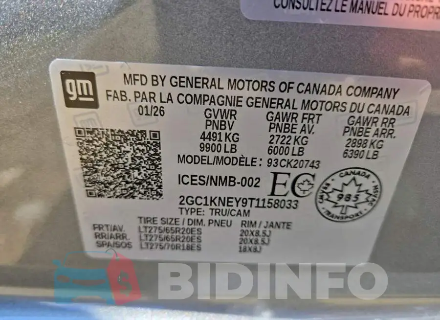 2GC1KNEY9T1158033 Photo# 12
