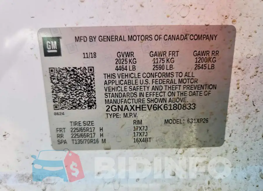 2GNAXHEV6K6180833 Photo# 13