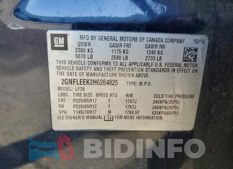 2GNFLEEK2H6264825 Photo# 13