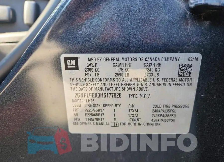 2GNFLFEK3H6177828 Photo# 13