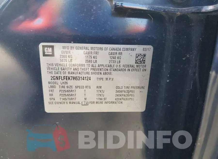 2GNFLFEK7H6314124 Photo# 13