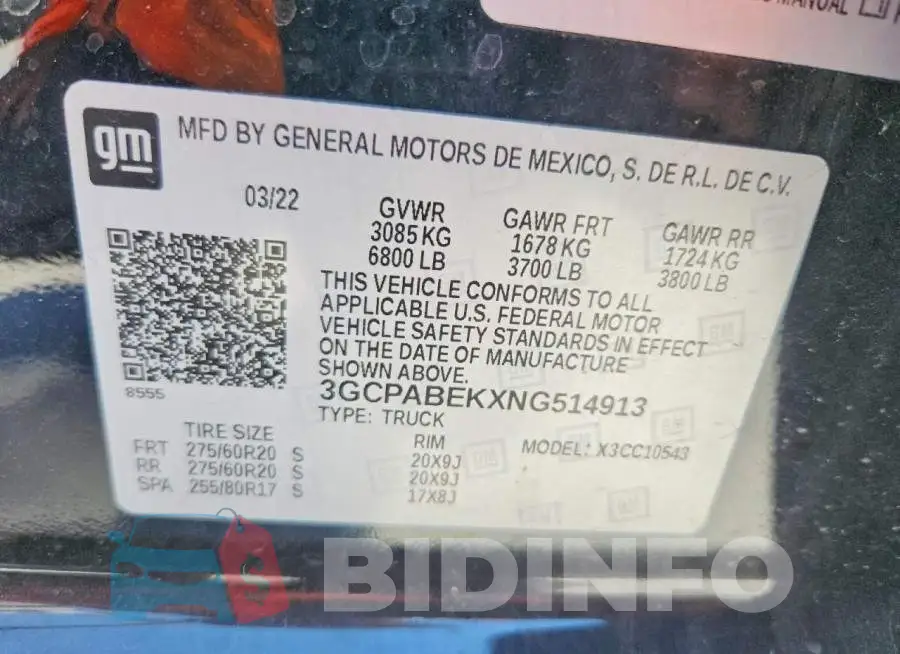 3GCPABEKXNG514913 Photo# 13