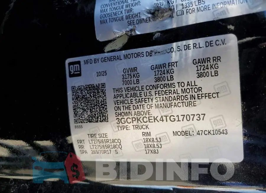 3GCPKCEK4TG170737 Photo# 12