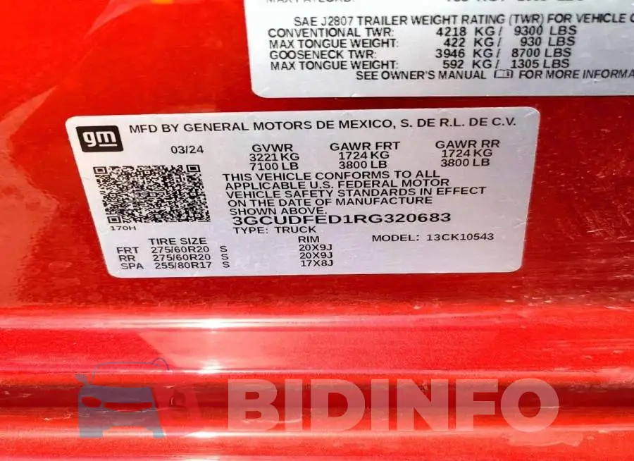 3GCUDFED1RG320683 Photo# 12