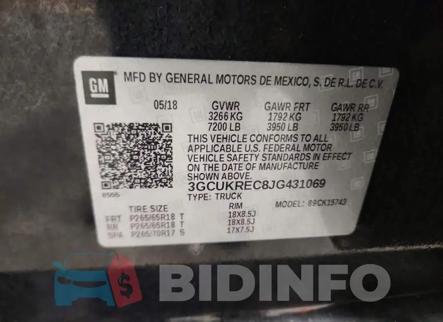 3GCUKREC8JG431069 Photo# 12