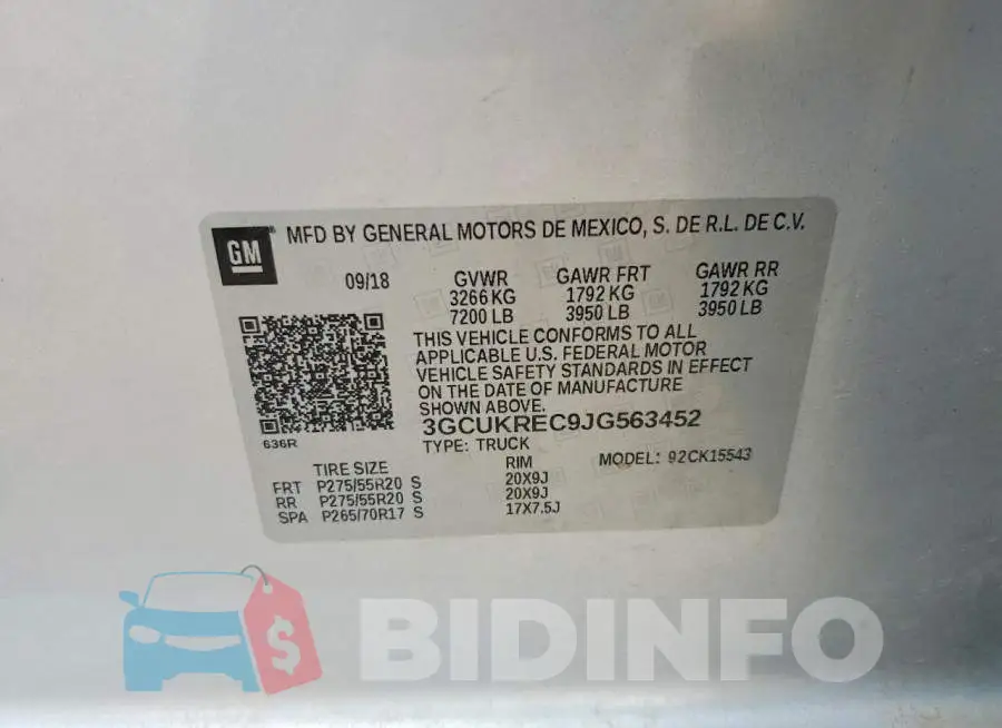 3GCUKREC9JG563452 Photo# 12