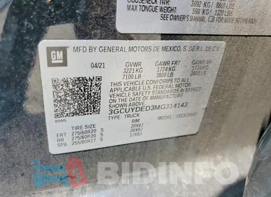3GCUYDED3MG314143 Photo# 12