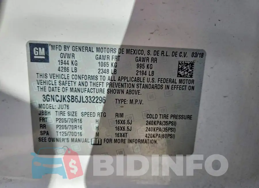 3GNCJKSB6JL332296 Photo# 13