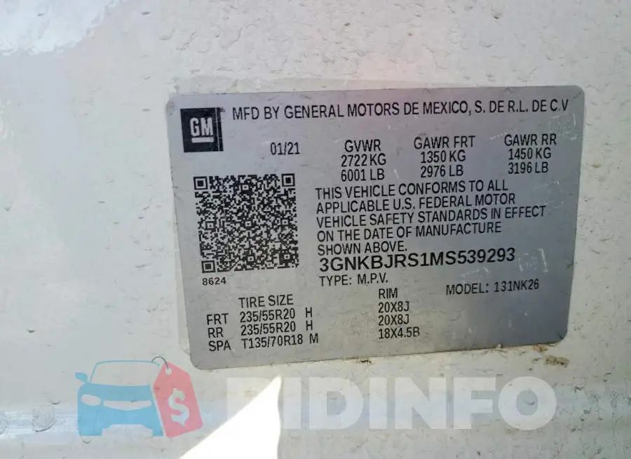 3GNKBJRS1MS539293 Photo# 13