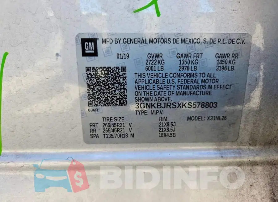 3GNKBJRSXKS578803 Photo# 12