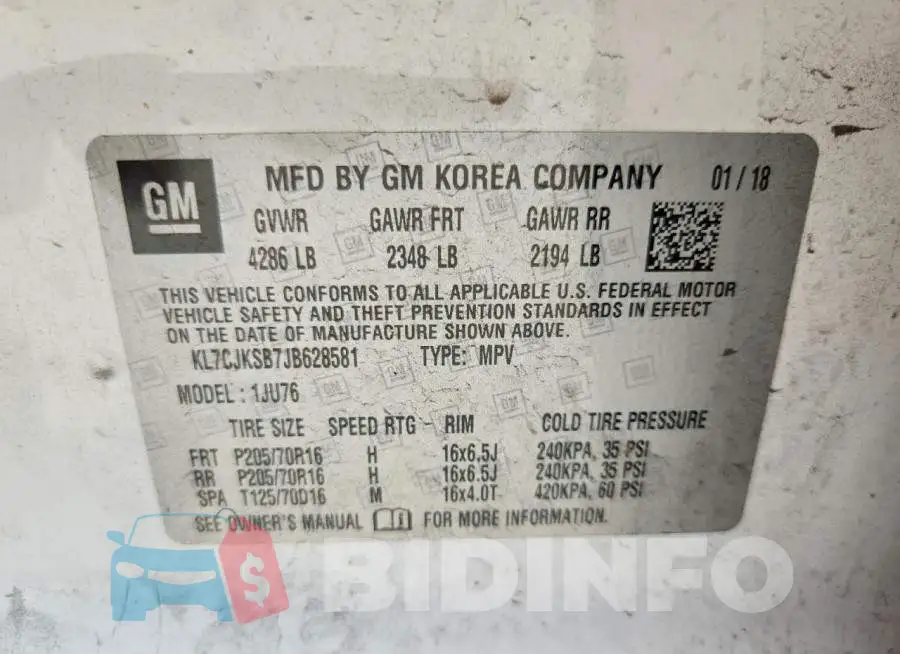 KL7CJKSB7JB628581 Photo# 13
