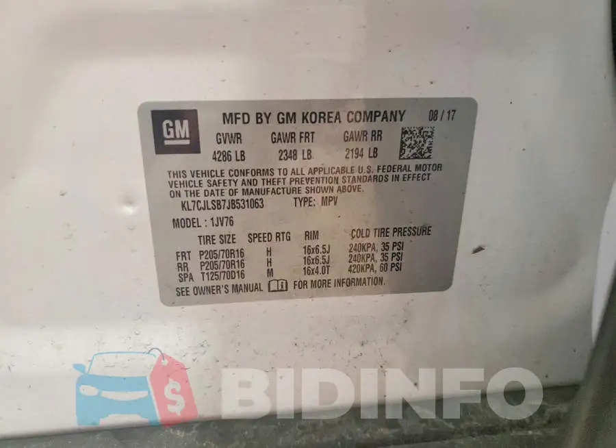 KL7CJLSB7JB531063 Photo# 13