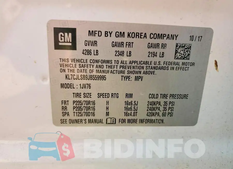 KL7CJLSB9JB559995 Photo# 14