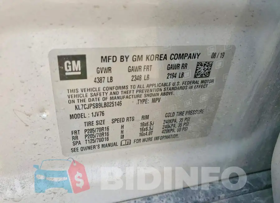 KL7CJPSB9LB025146 Photo# 13