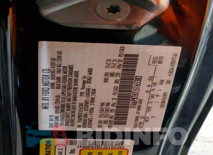 1FA6P8TH7J5165382 Photo# 12