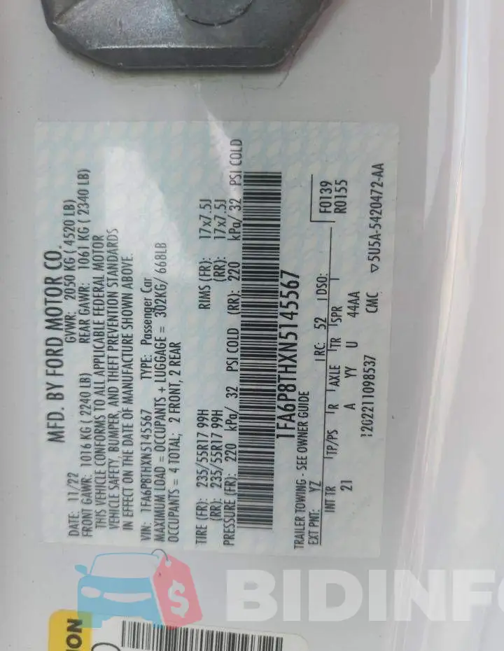 1FA6P8THXN5145567 Photo# 12