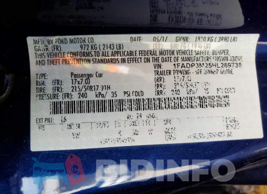 1FADP3M25HL269735 Photo# 13