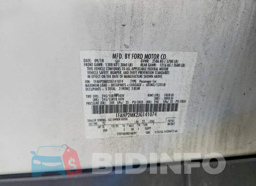 1FAHP2MK2JG141074 Photo# 12