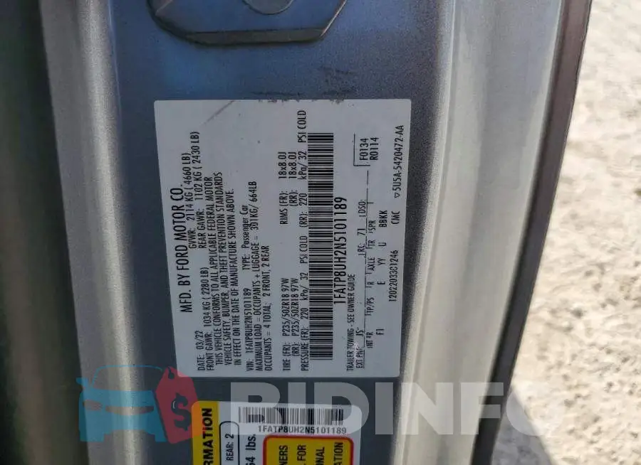 1FATP8UH2N5101189 Photo# 13
