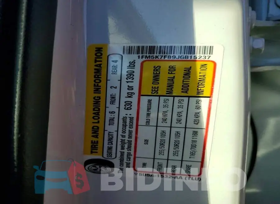 1FM5K7F89JGB15237 Photo# 13