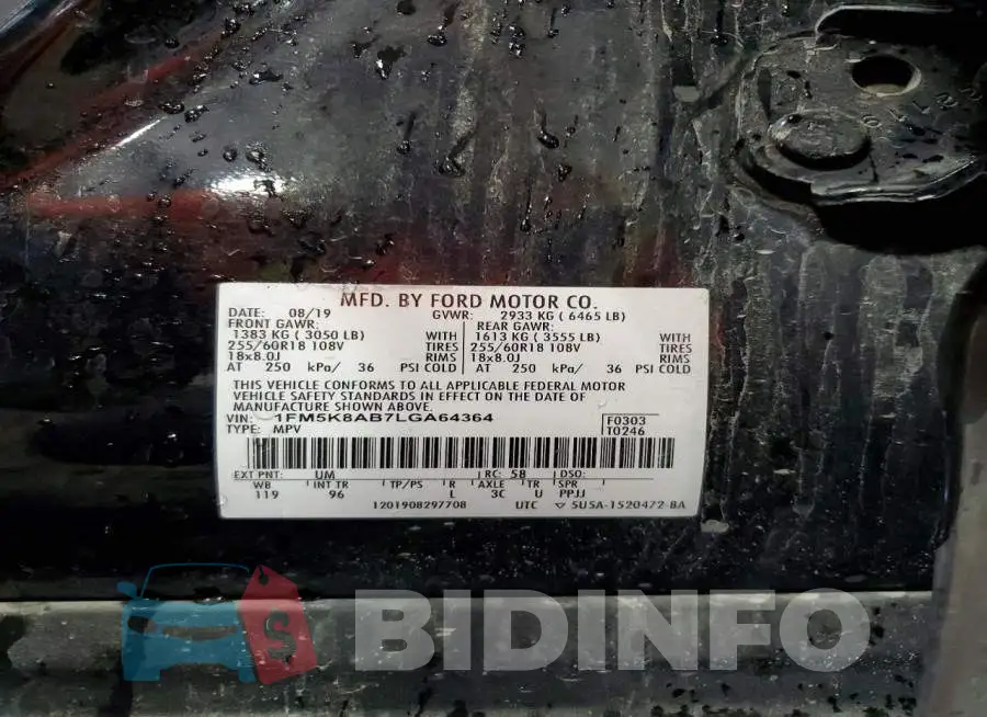 1FM5K8AB7LGA64364 Photo# 13