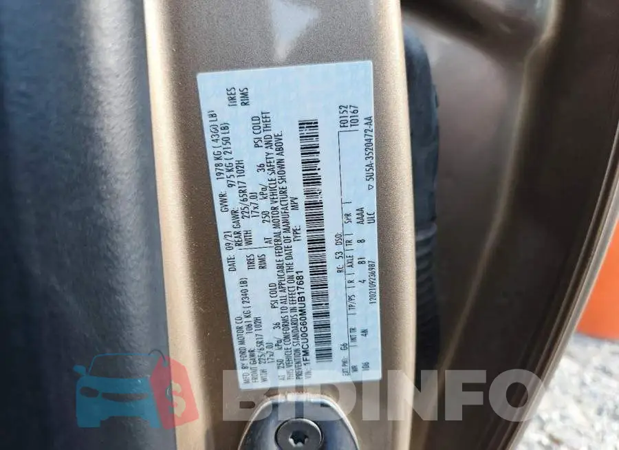 1FMCU0G60MUB17681 Photo# 13