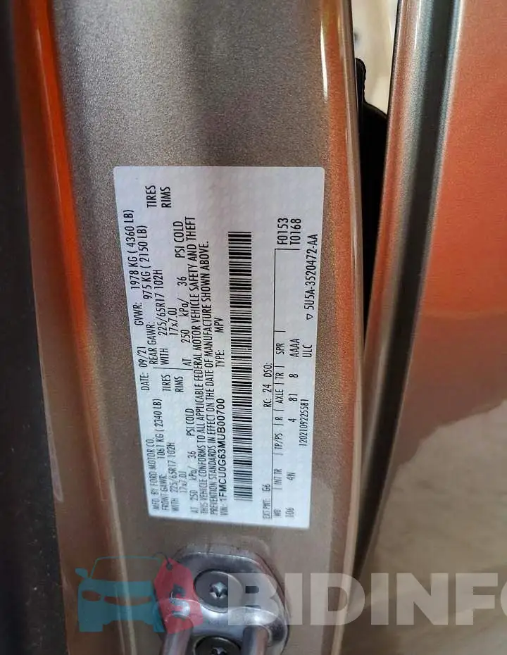 1FMCU0G63MUB00700 Photo# 13