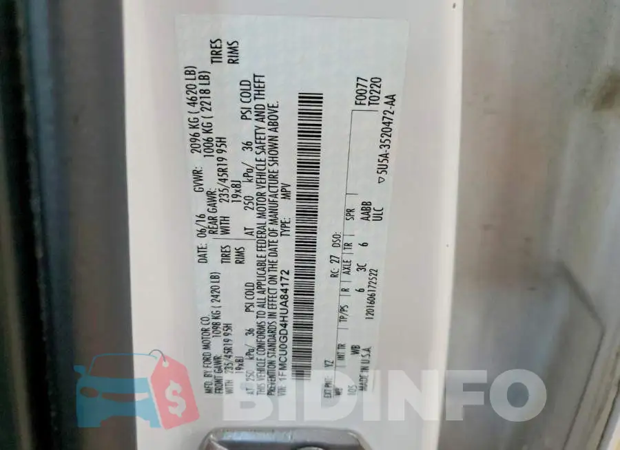 1FMCU0GD4HUA84172 Photo# 13