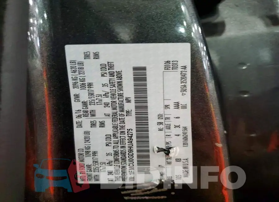 1FMCU0GD9HUA94275 Photo# 12