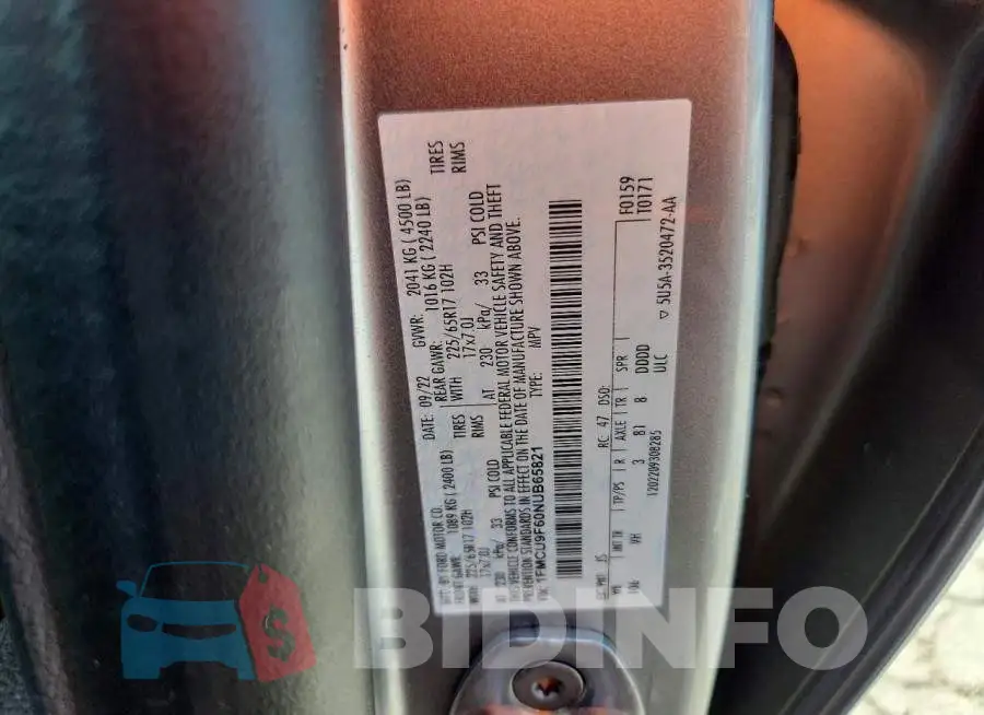 1FMCU9F60NUB65821 Photo# 13