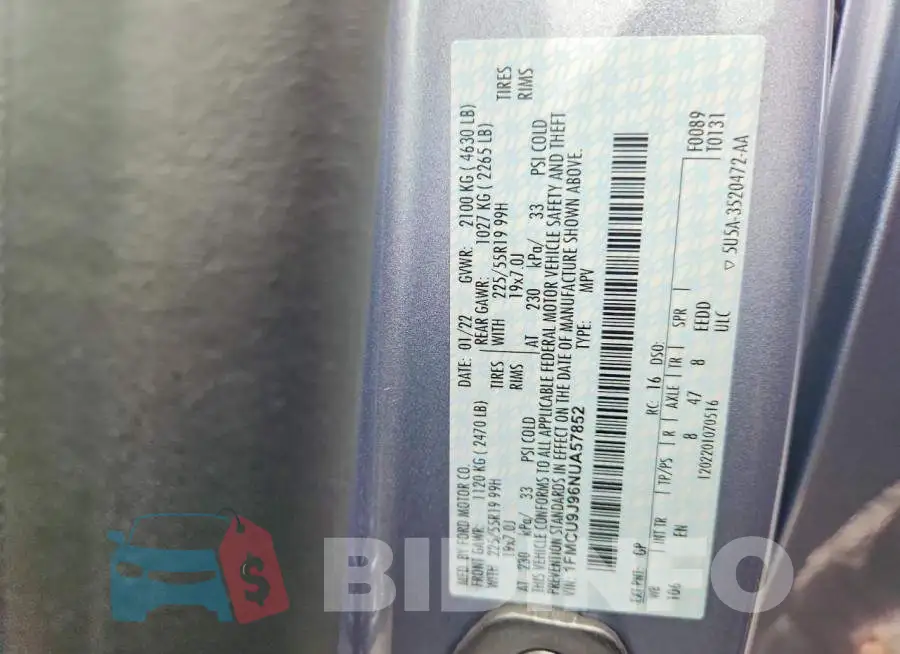 1FMCU9J96NUA57852 Photo# 13