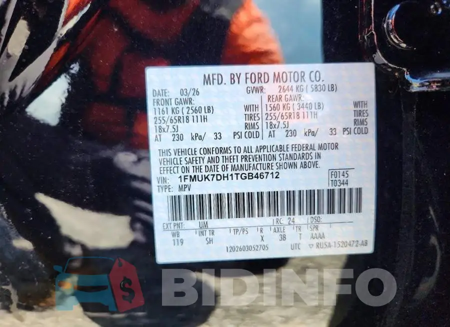 1FMUK7DH1TGB46712 Photo# 14