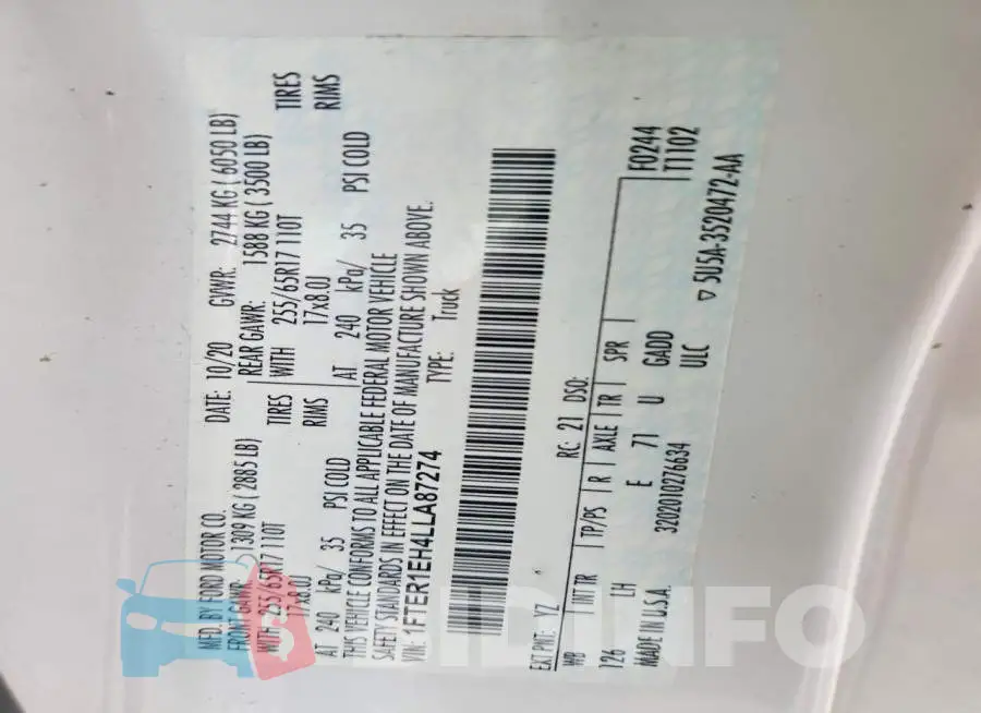 1FTER1EH4LLA87274 Photo# 12