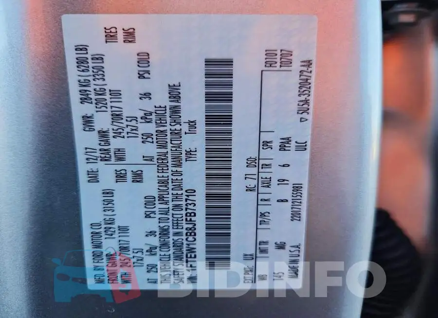 1FTEW1CB8JFB73710 Photo# 12