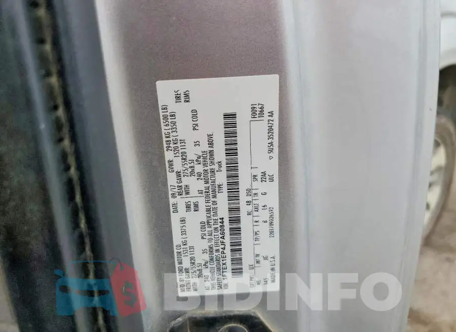 1FTEX1EP4JFA60844 Photo# 12