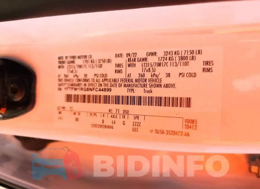 1FTFW1RG8NFC44899 Photo# 12