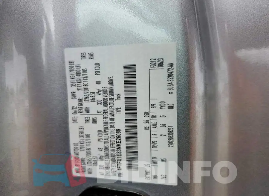 1FTFX1E83NKE26089 Photo# 12