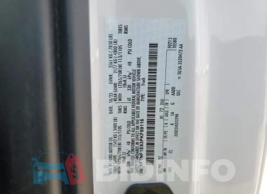 1FTNF1E83PKF89116 Photo# 12