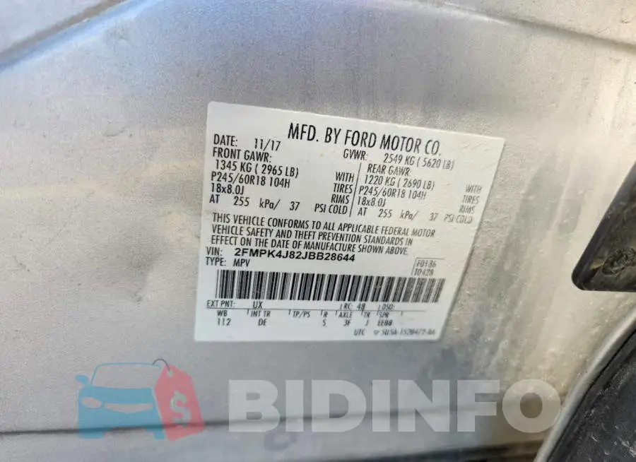 2FMPK4J82JBB28644 Photo# 13