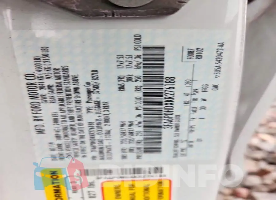 3FA6P0HDXKR276188 Photo# 12