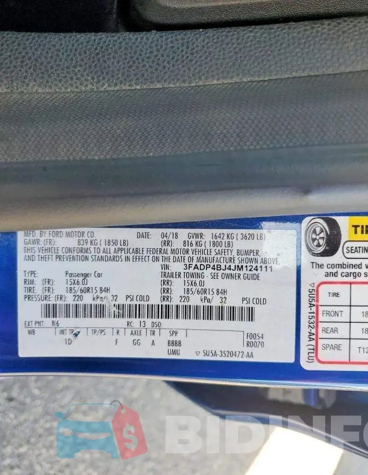 3FADP4BJ4JM124111 Photo# 12