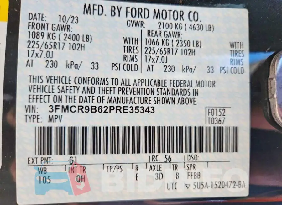 3FMCR9B62PRE35343 Photo# 14
