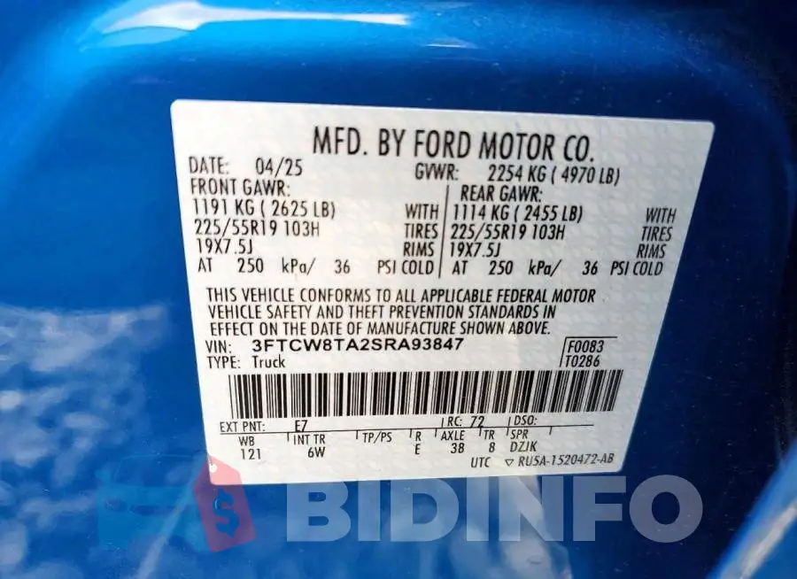 3FTCW8TA2SRA93847 Photo# 13