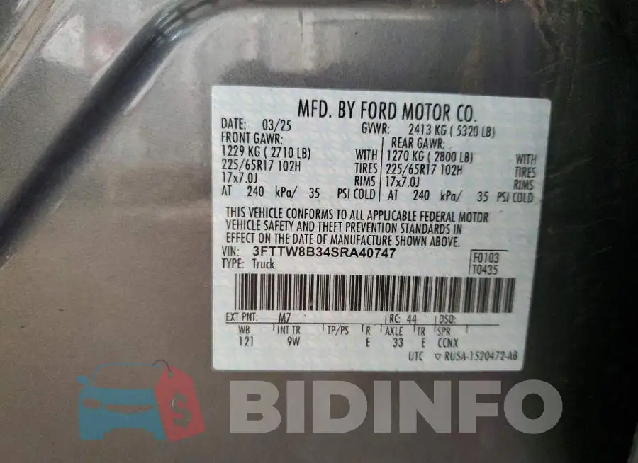 3FTTW8B34SRA40747 Photo# 13