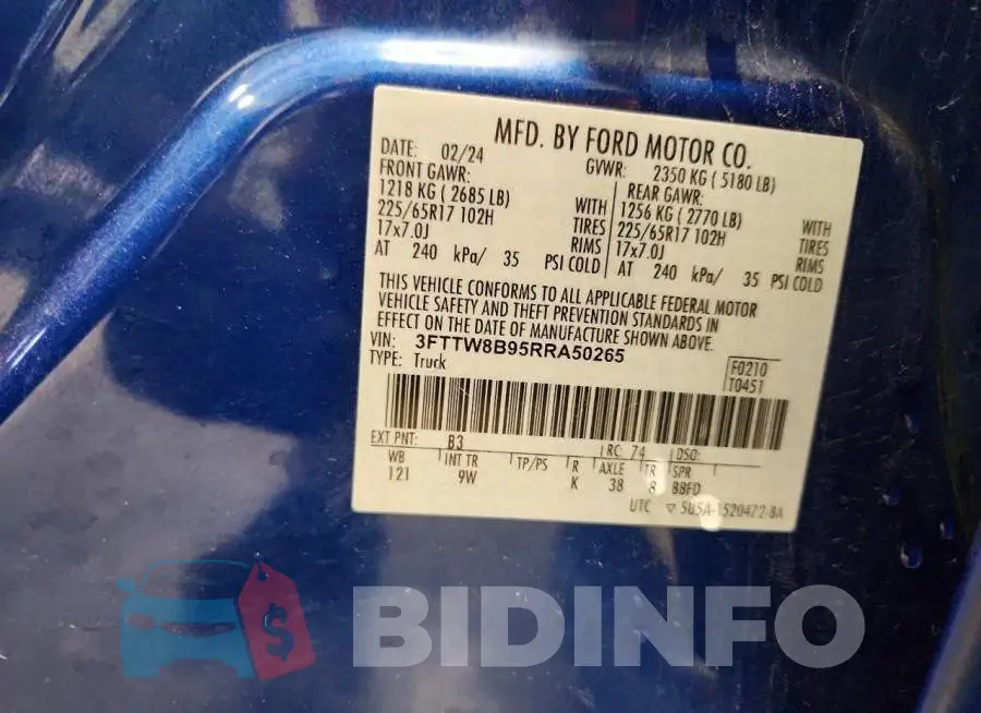 3FTTW8B95RRA50265 Photo# 13