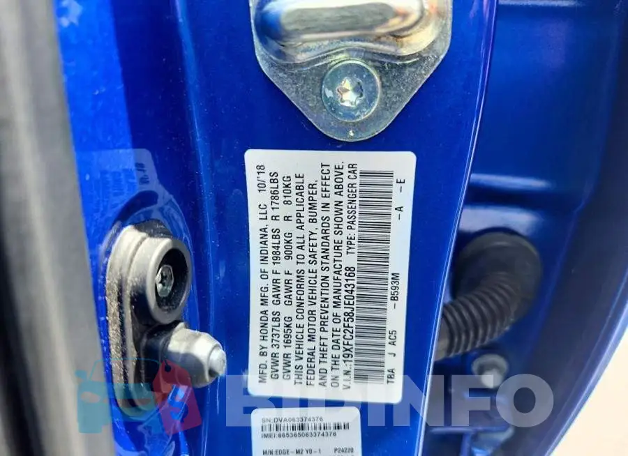 19XFC2F58JE043168 Photo# 12