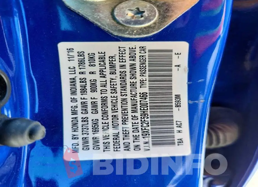 19XFC2F59HE007466 Photo# 12